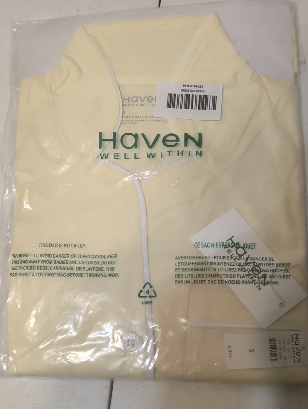 Haven Well Within Lux Yellow Button Down Sleep Lounge Top Size Small NWT